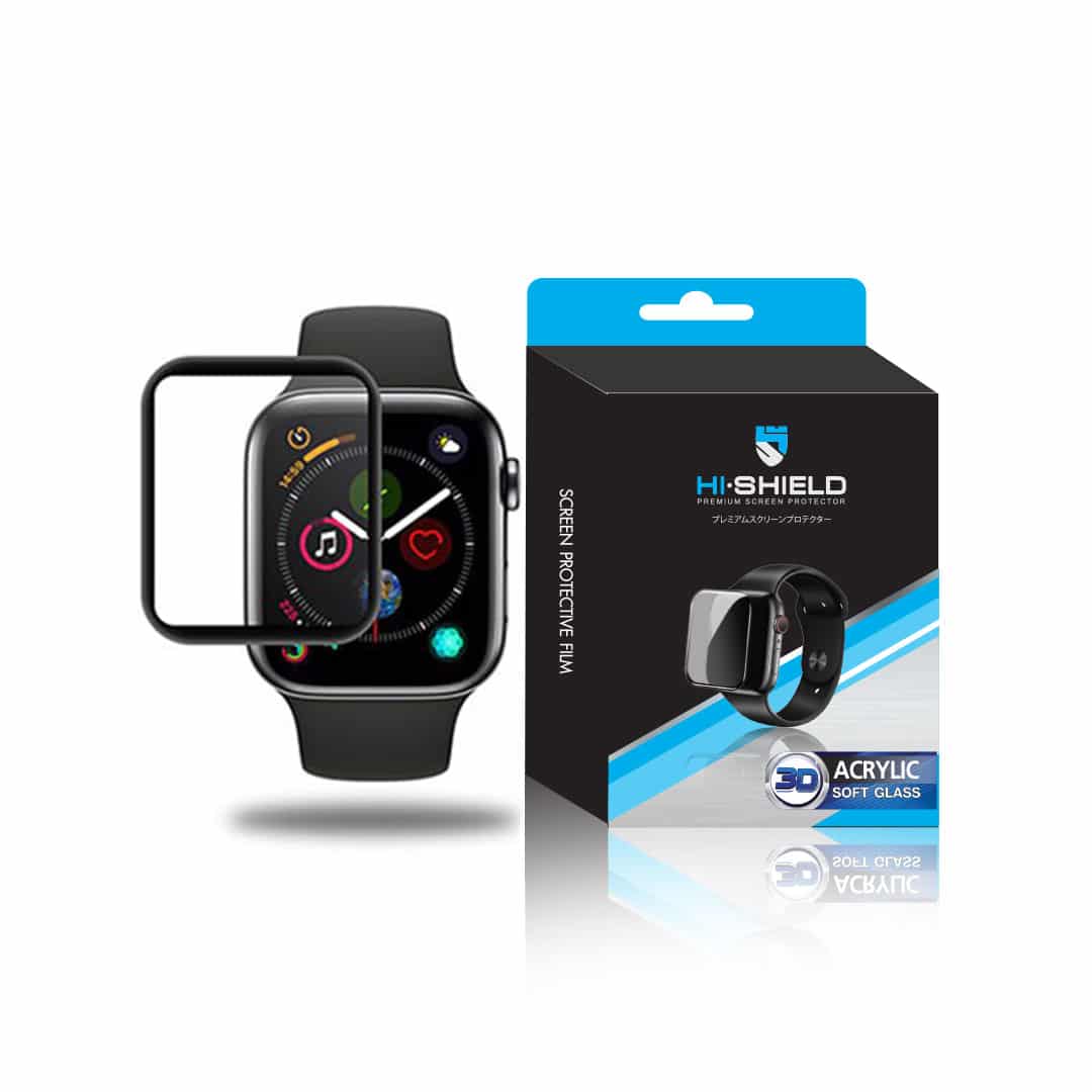 ฟิล์มกันรอย Hishield 3D Acrylic Soft glass Apple Watch S4/5/6/SE 44mm Black