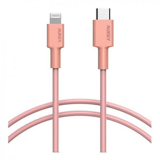 สายชาร์จ Aukey CB-CL13 USB-C to Lightning Cable 1.2m Pink