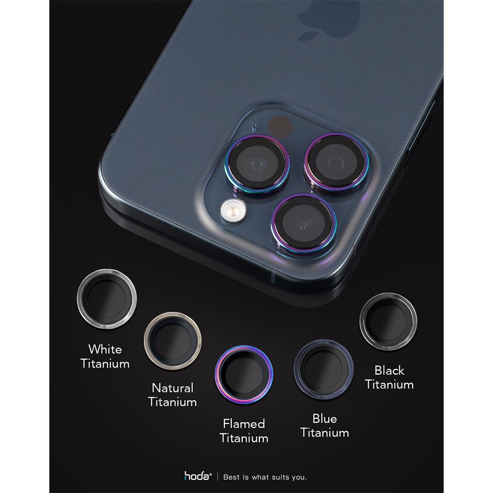 กระจกเลนส์กล้อง Hoda Sapphire Lens Protector iPhone 16 Pro/16 Pro Max Flamed Titanium Grey