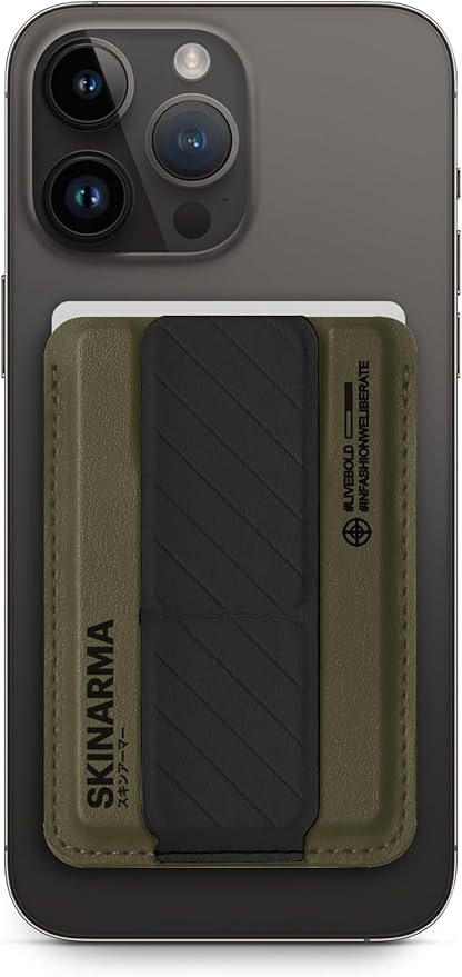 Skinarma Magnetic Cardholder with Grip-Stand Kado Olive/Black