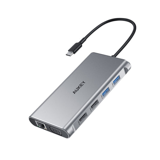 AUKEY Port Hub 10-in-1 USB-C to USB-A, HDMI & VGA PD 100W (CB-C89) Gray