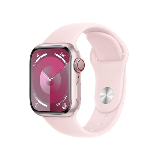 Apple Watch Series 9 GPS + Cellular 41mm Pink Aluminium Case with Light Pink Sport Band - S/M