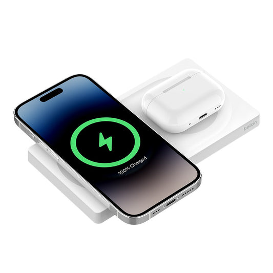 แท่นชาร์จไร้สาย Belkin 2in1 Wireless Charger MagSafe Pad 15W White