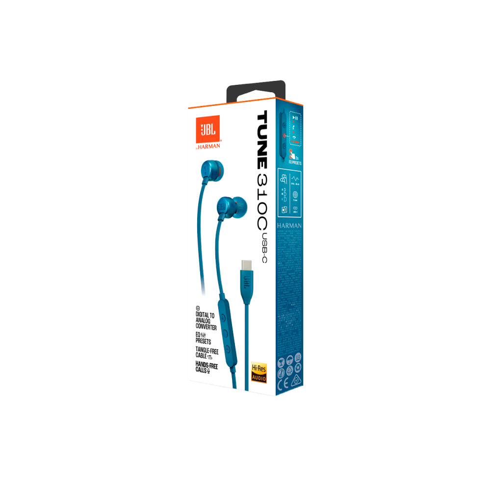 JBL Tune 310C USB | Wired Hi-Res In-Ear Headphones Blue