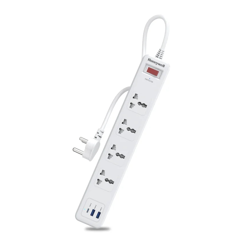 รางปลั๊กไฟ Honeywell Surge Protector 4 ช่อง พอร์ต USB-C x 1 และ USB-A x 2