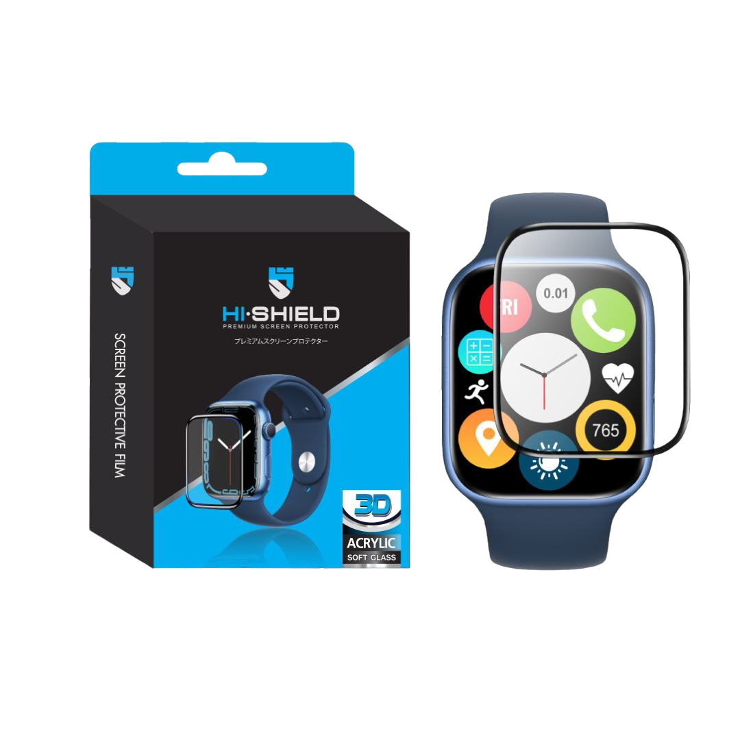 ฟิล์มกันรอย Hishield 3D Acrylic Soft glass Apple Watch S7/8/9 41mm Black