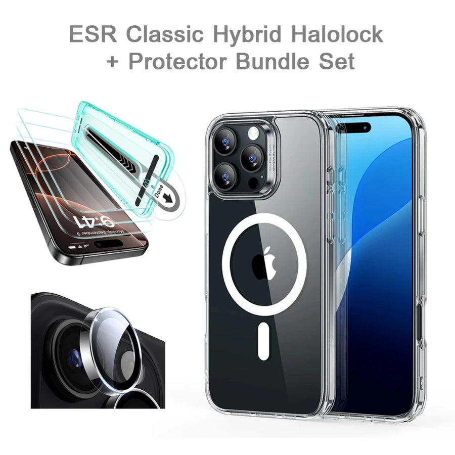 เคสพร้อมชุดกระจกปกป้องหน้าจอและเลนส์กล้อง ESR Classic Hybrid Case + Protector Bundle Set iPhone 16 Pro